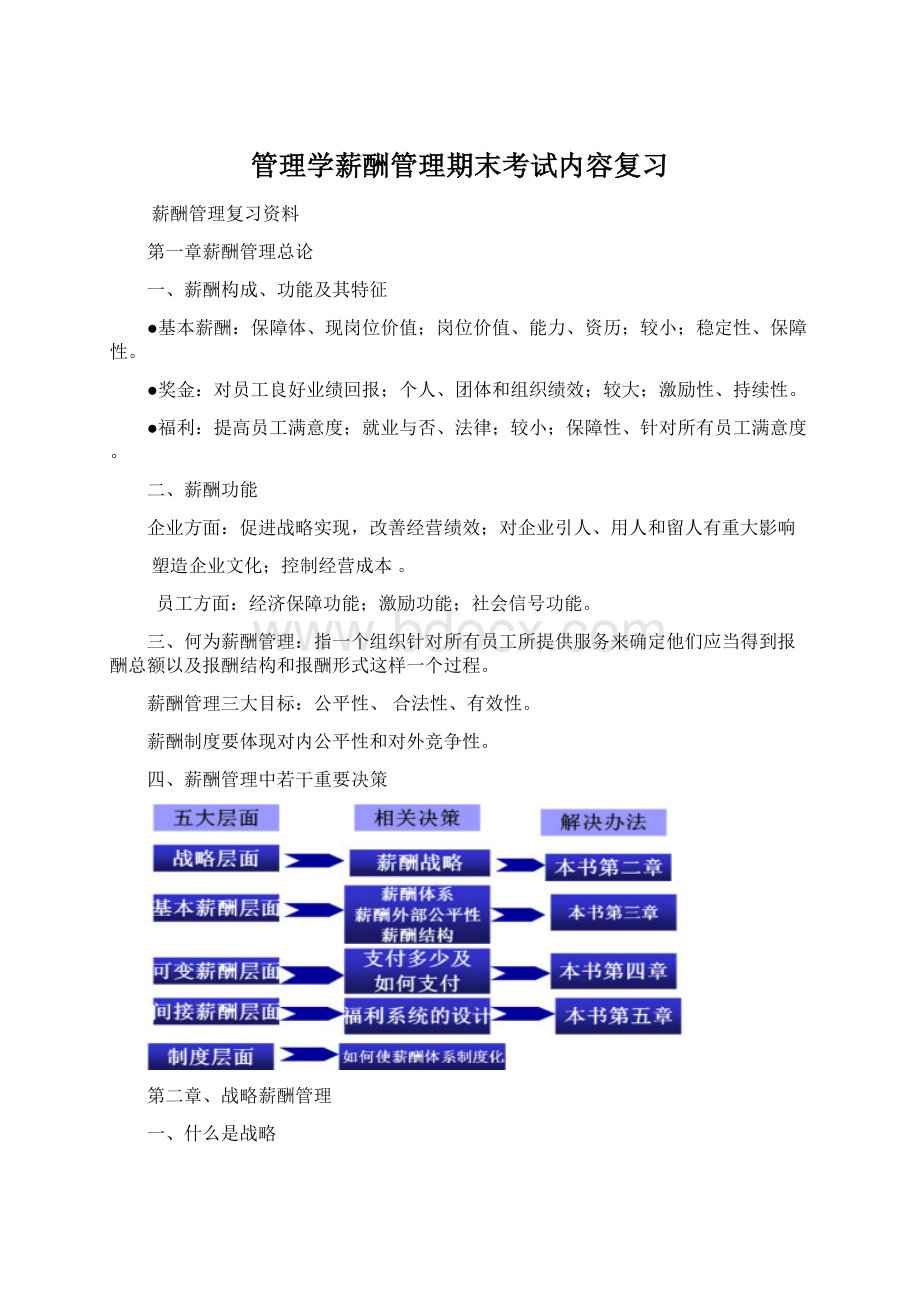 管理学薪酬管理期末考试内容复习Word文档下载推荐.docx