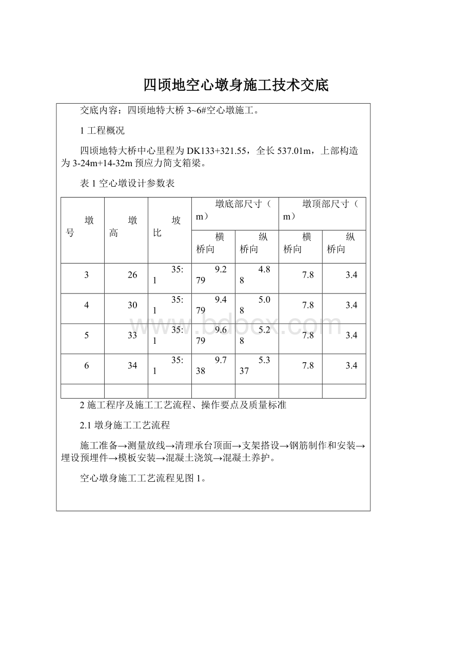 四顷地空心墩身施工技术交底Word文档格式.docx_第1页