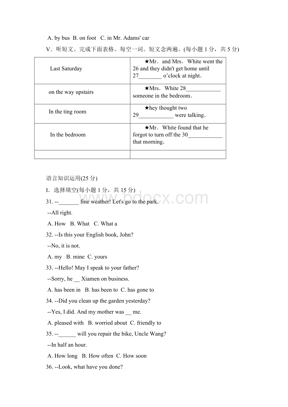 20l0年福州市初中毕业班质量检查考试英语Word文档下载推荐.docx_第3页