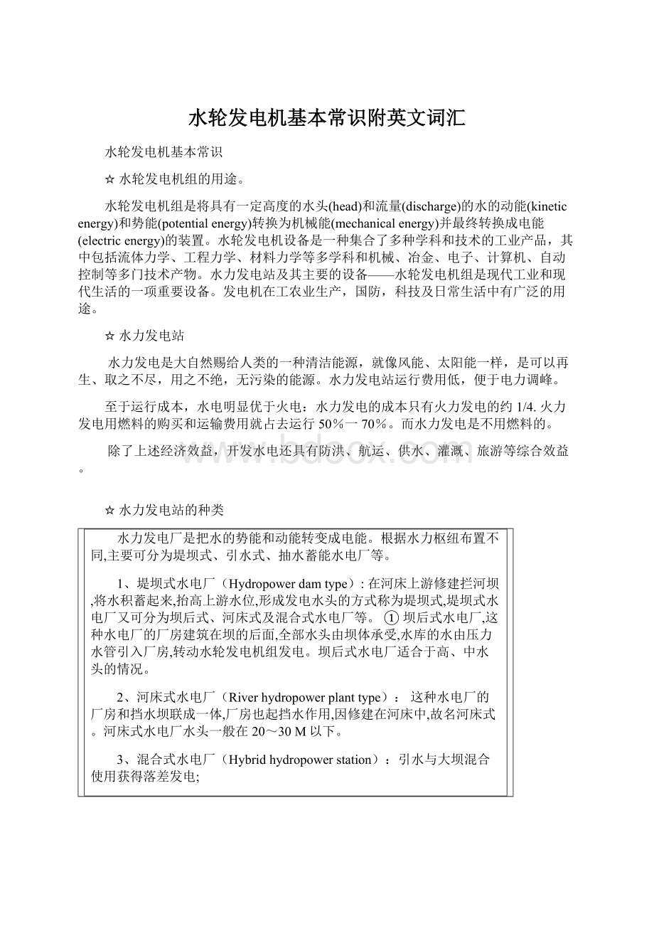 水轮发电机基本常识附英文词汇.docx_第1页