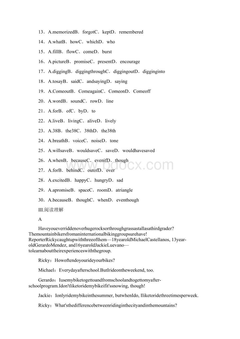 学年人教版高中英语必修一练习单元仿真检测四 Unit 4 Earthquakes Word版含答案.docx_第3页