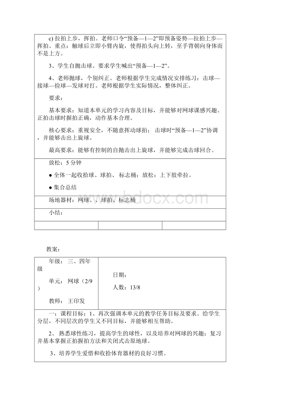 小学网球教学教案设计网球.docx_第3页