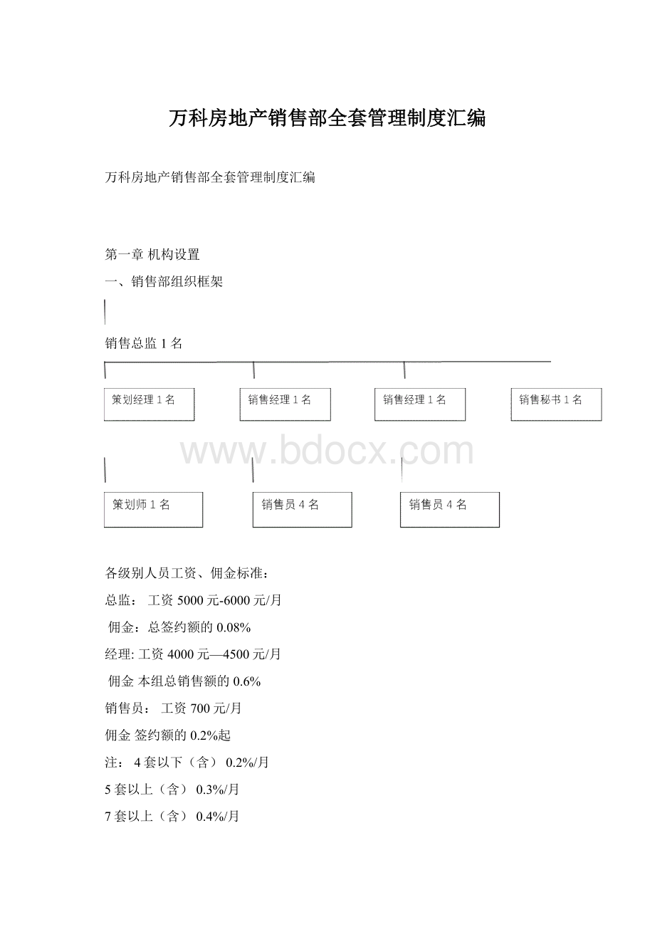 万科房地产销售部全套管理制度汇编.docx_第1页