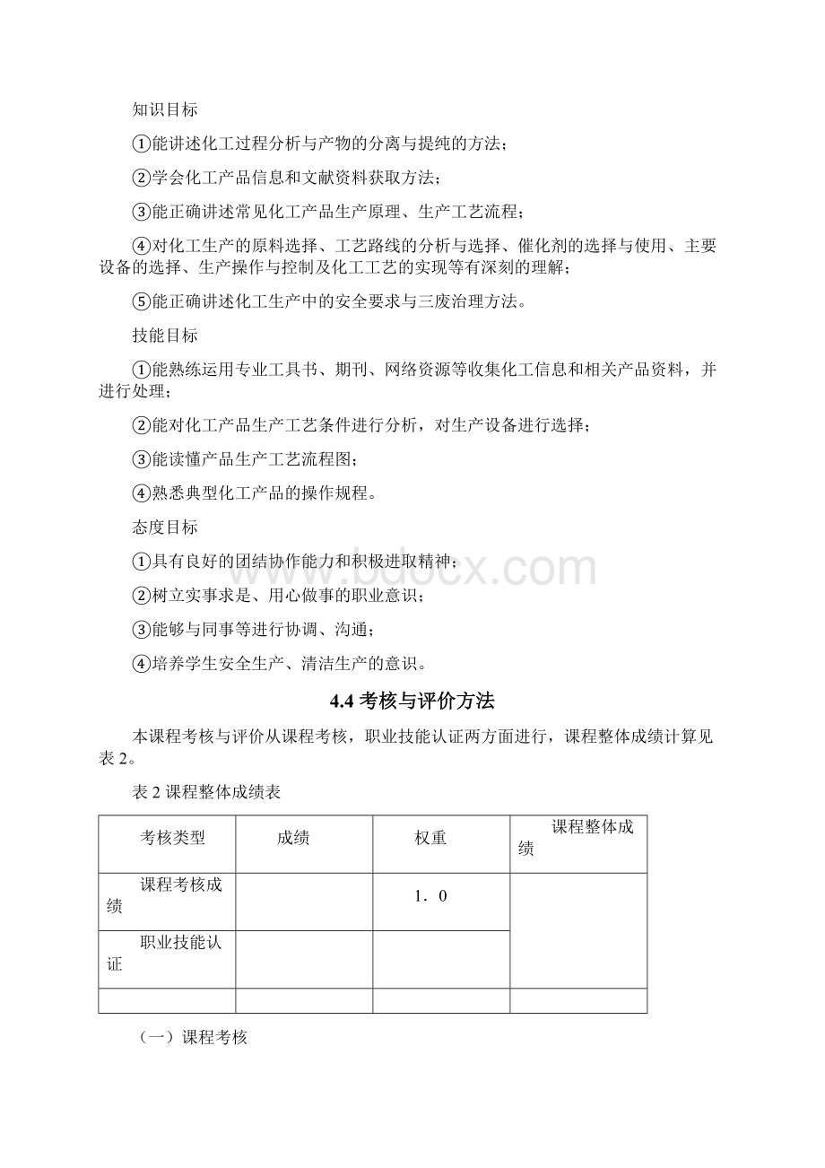 化工生产技术课程考核实施方案.docx_第3页