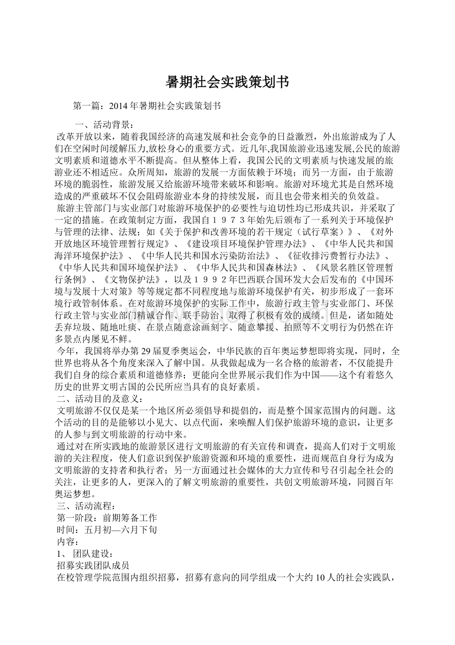 暑期社会实践策划书Word文档下载推荐.docx