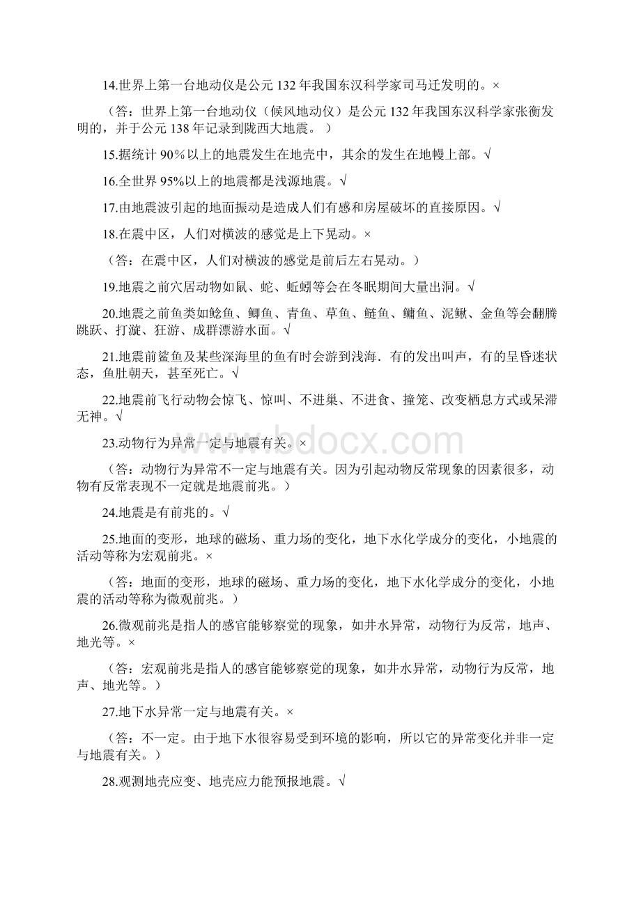 连云区小学生防震减灾知识竞赛试题库166题.docx_第2页