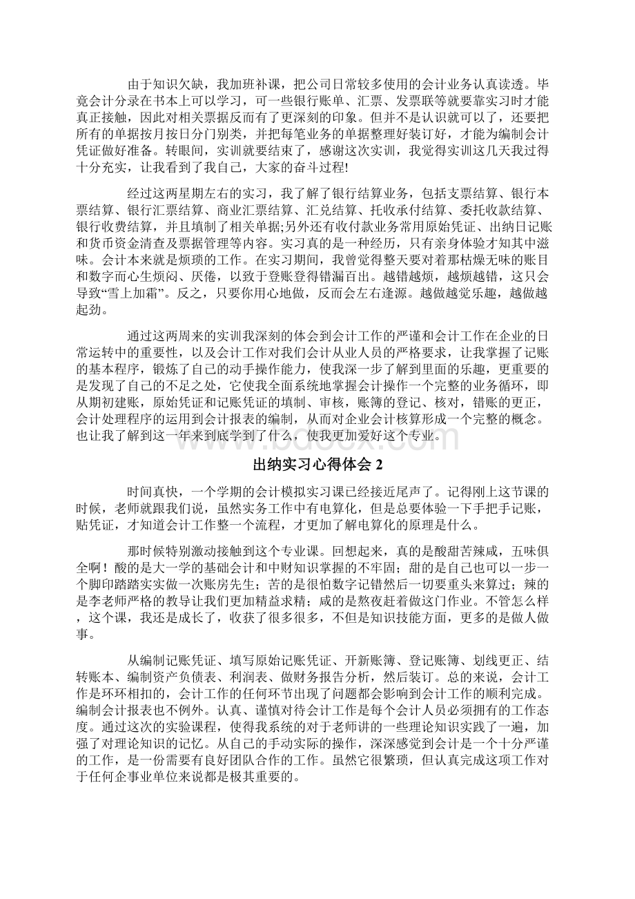 出纳实习心得体会15篇.docx_第2页