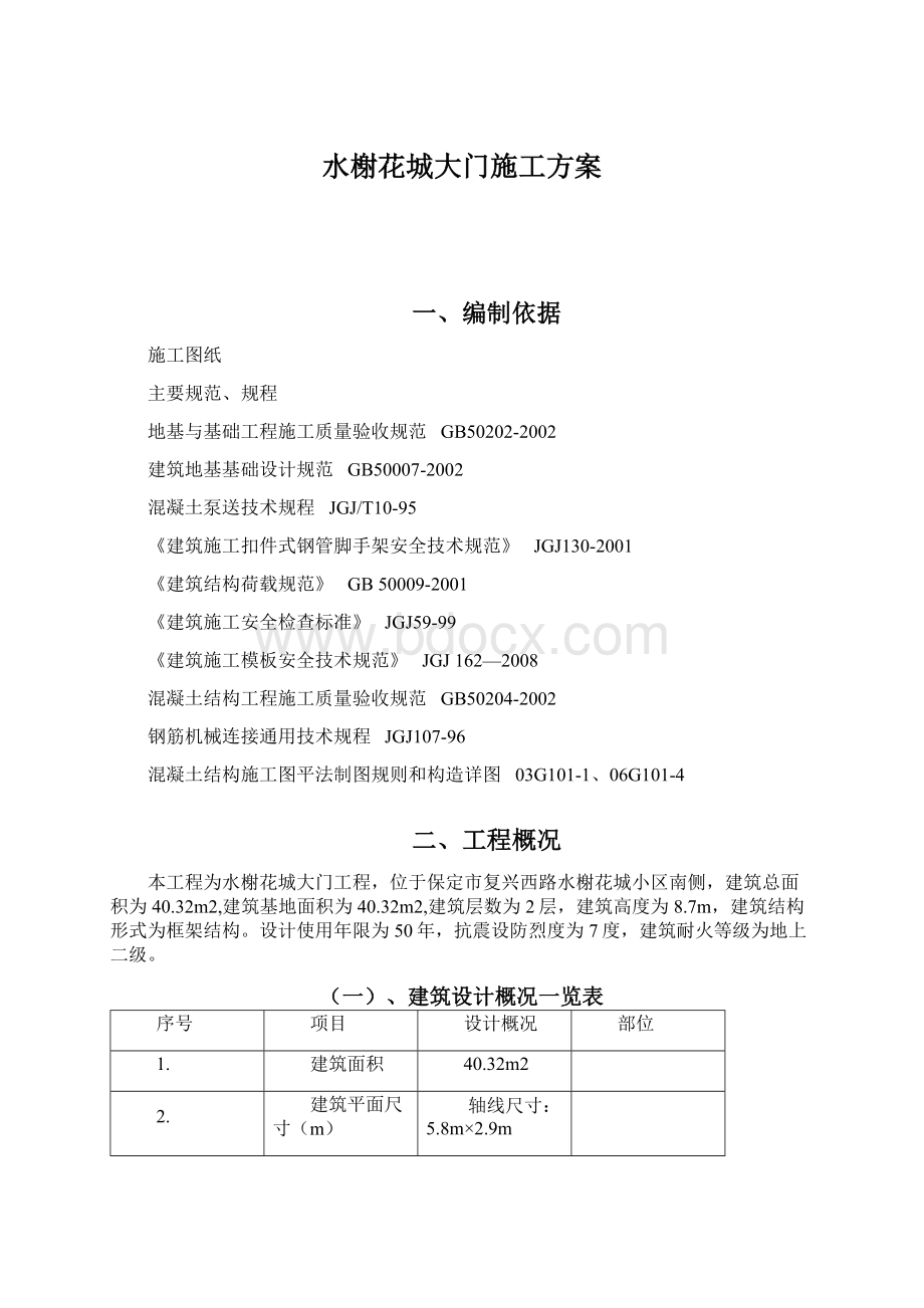 水榭花城大门施工方案Word文档下载推荐.docx