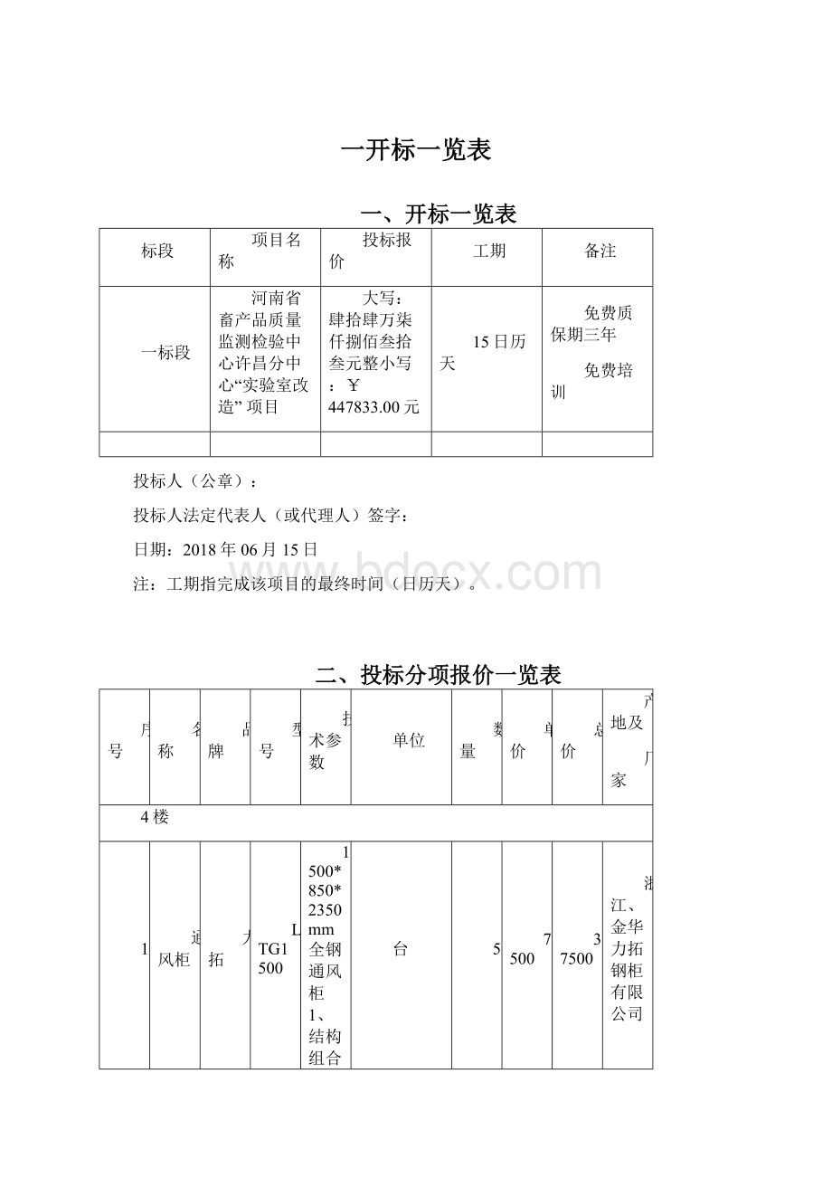 一开标一览表.docx_第1页