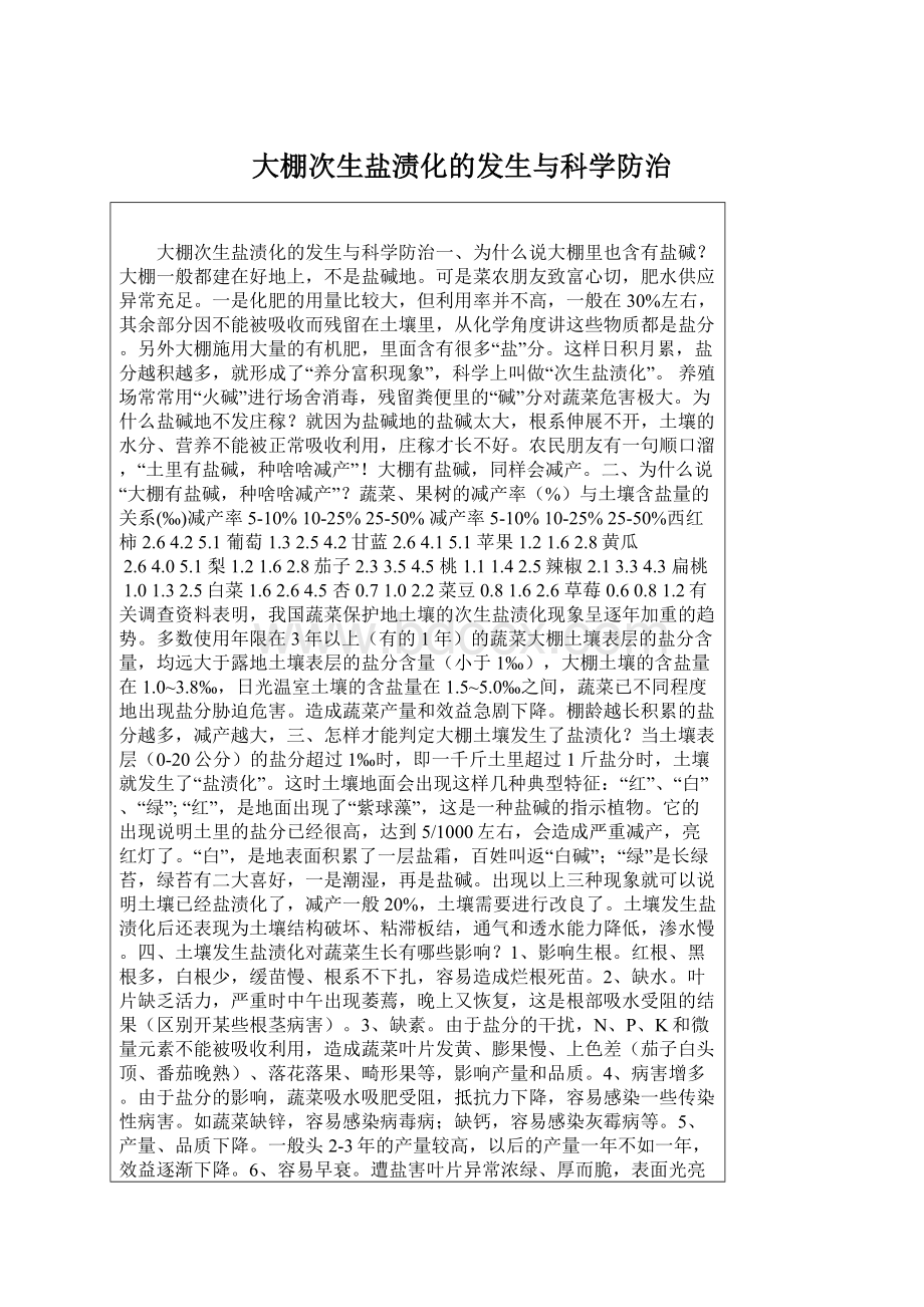 大棚次生盐渍化的发生与科学防治.docx