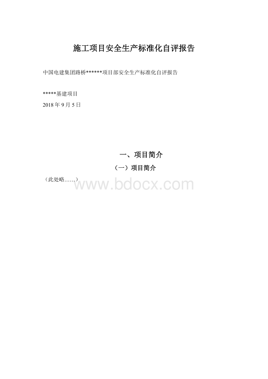 施工项目安全生产标准化自评报告.docx_第1页