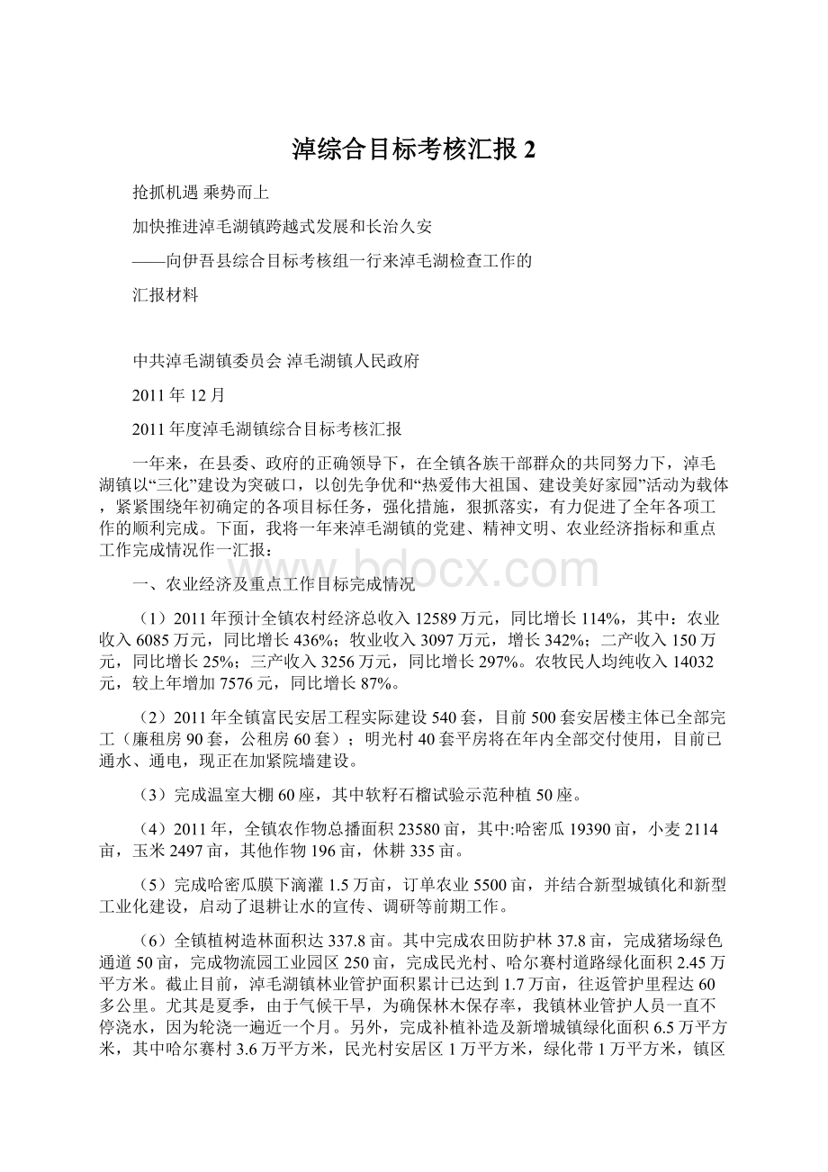 淖综合目标考核汇报2Word文档下载推荐.docx