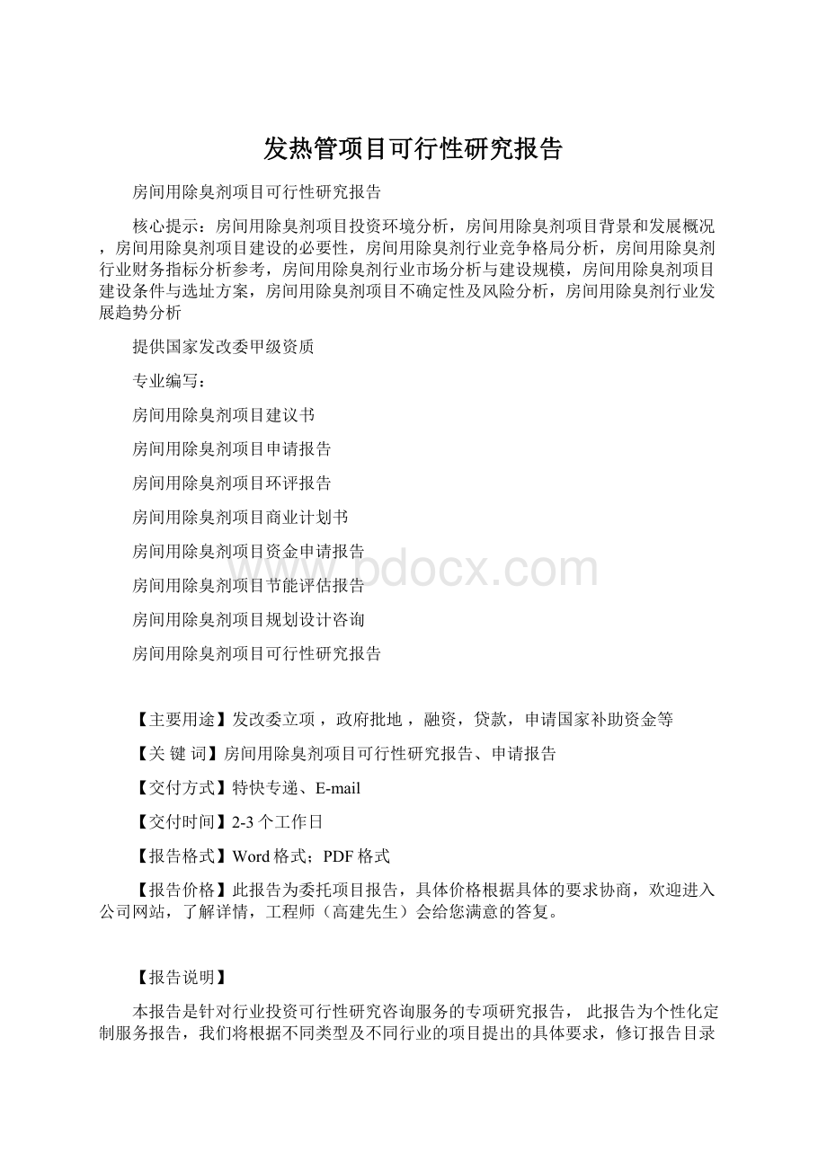 发热管项目可行性研究报告Word文件下载.docx