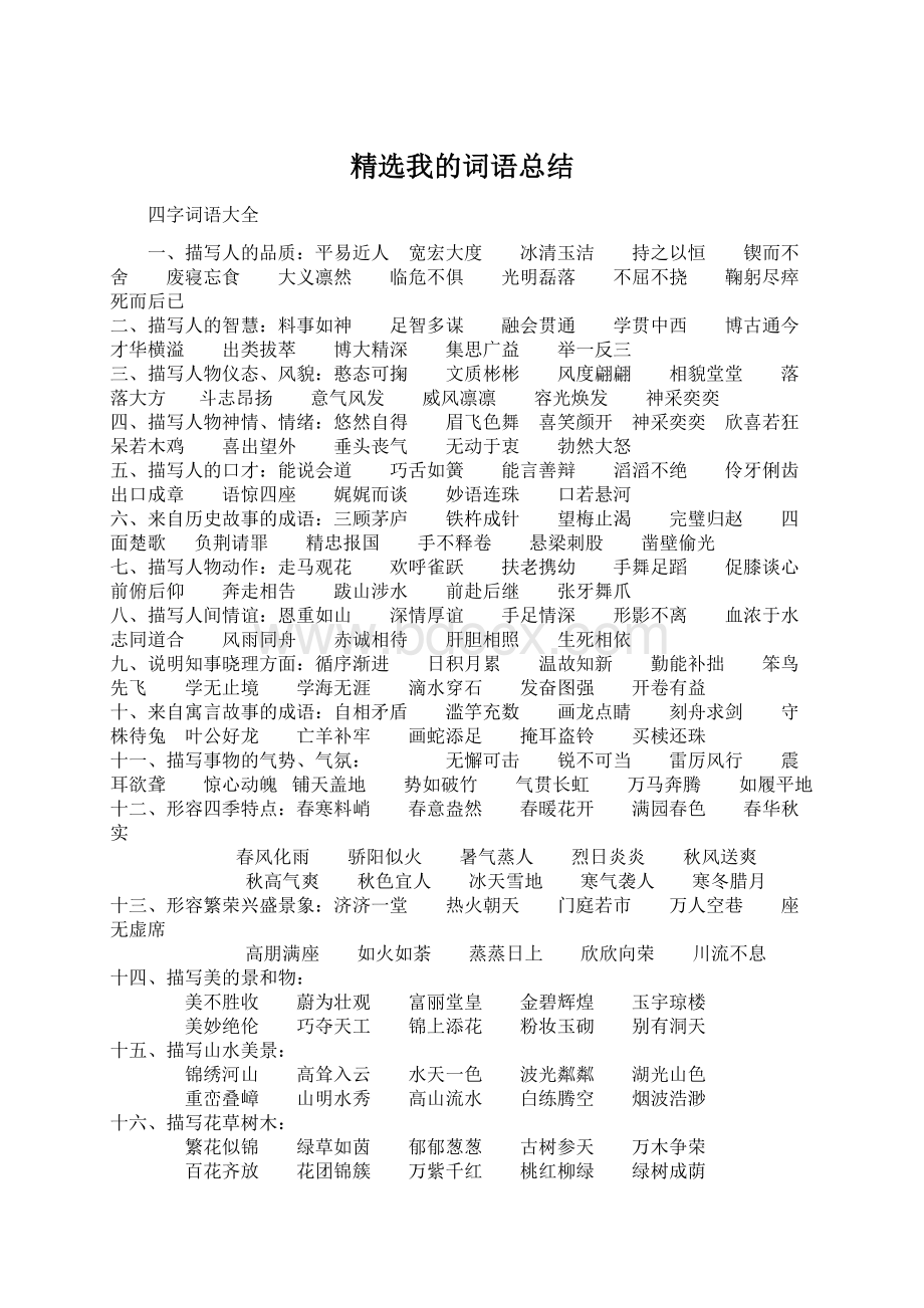 精选我的词语总结Word格式文档下载.docx