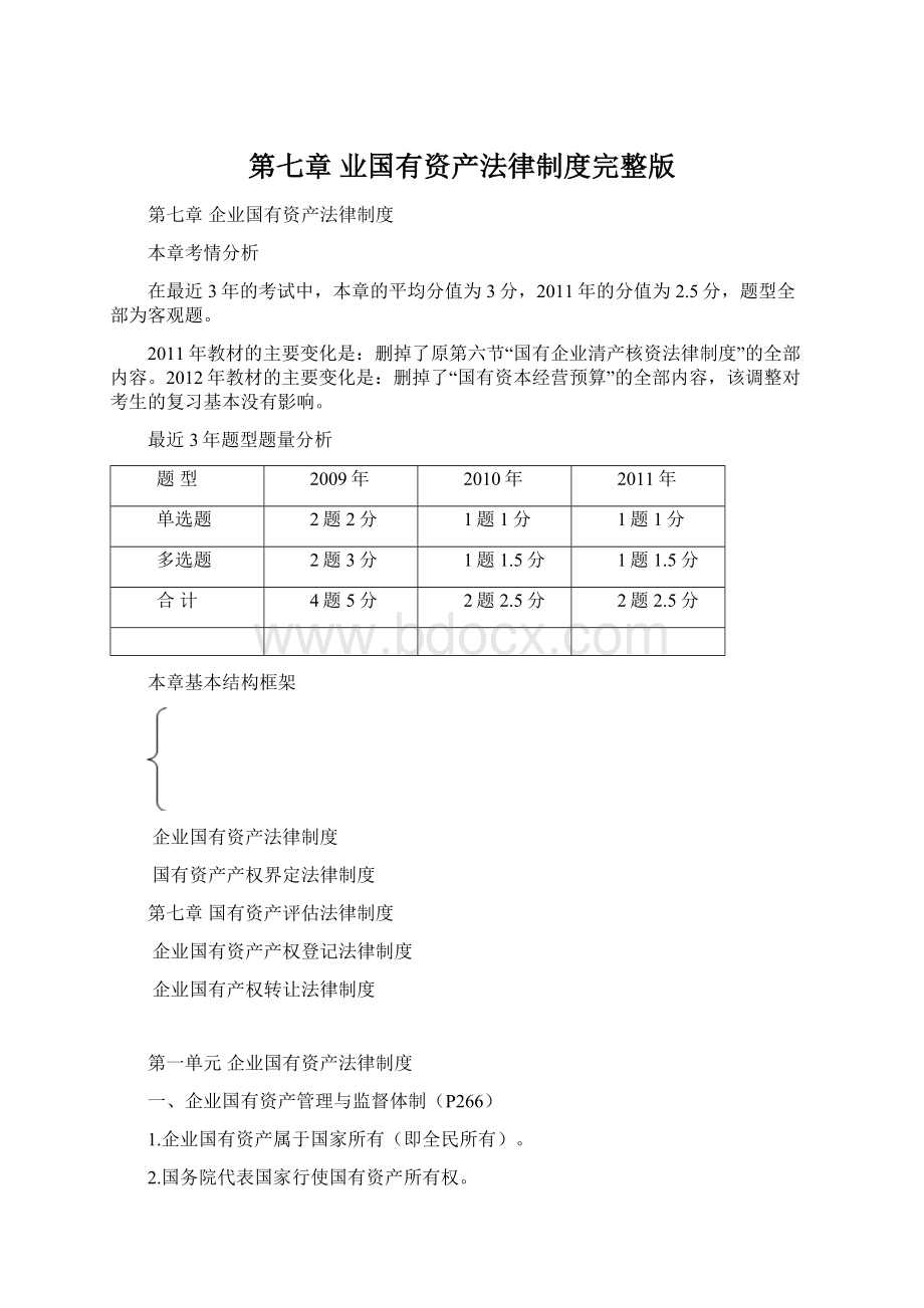 第七章业国有资产法律制度完整版.docx_第1页