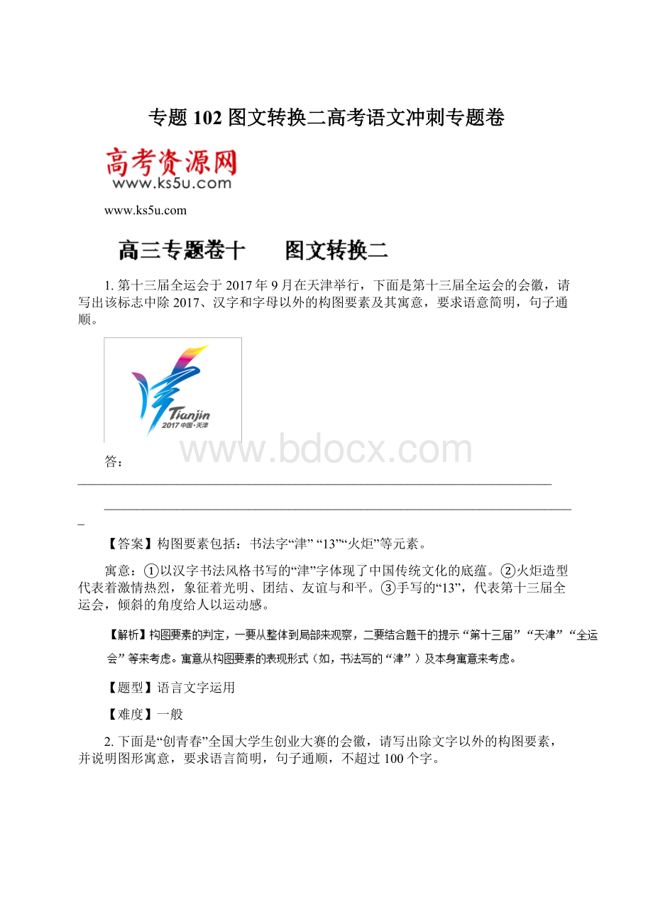 专题102 图文转换二高考语文冲刺专题卷.docx_第1页