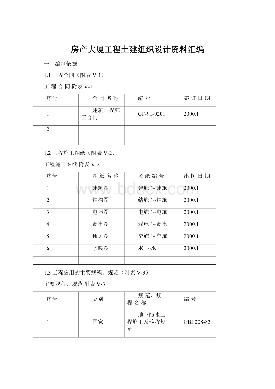 房产大厦工程土建组织设计资料汇编Word文档下载推荐.docx