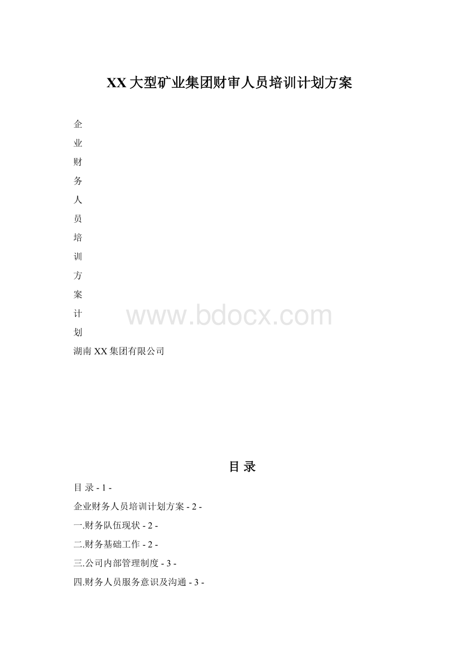 XX大型矿业集团财审人员培训计划方案.docx_第1页