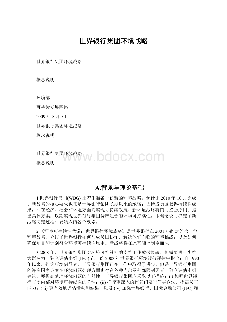 世界银行集团环境战略Word格式.docx