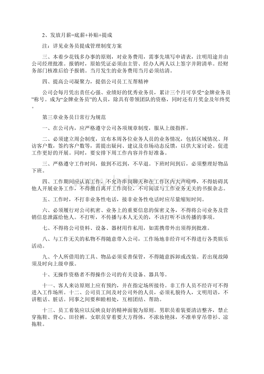 业务员规章制度Word文档下载推荐.docx_第2页