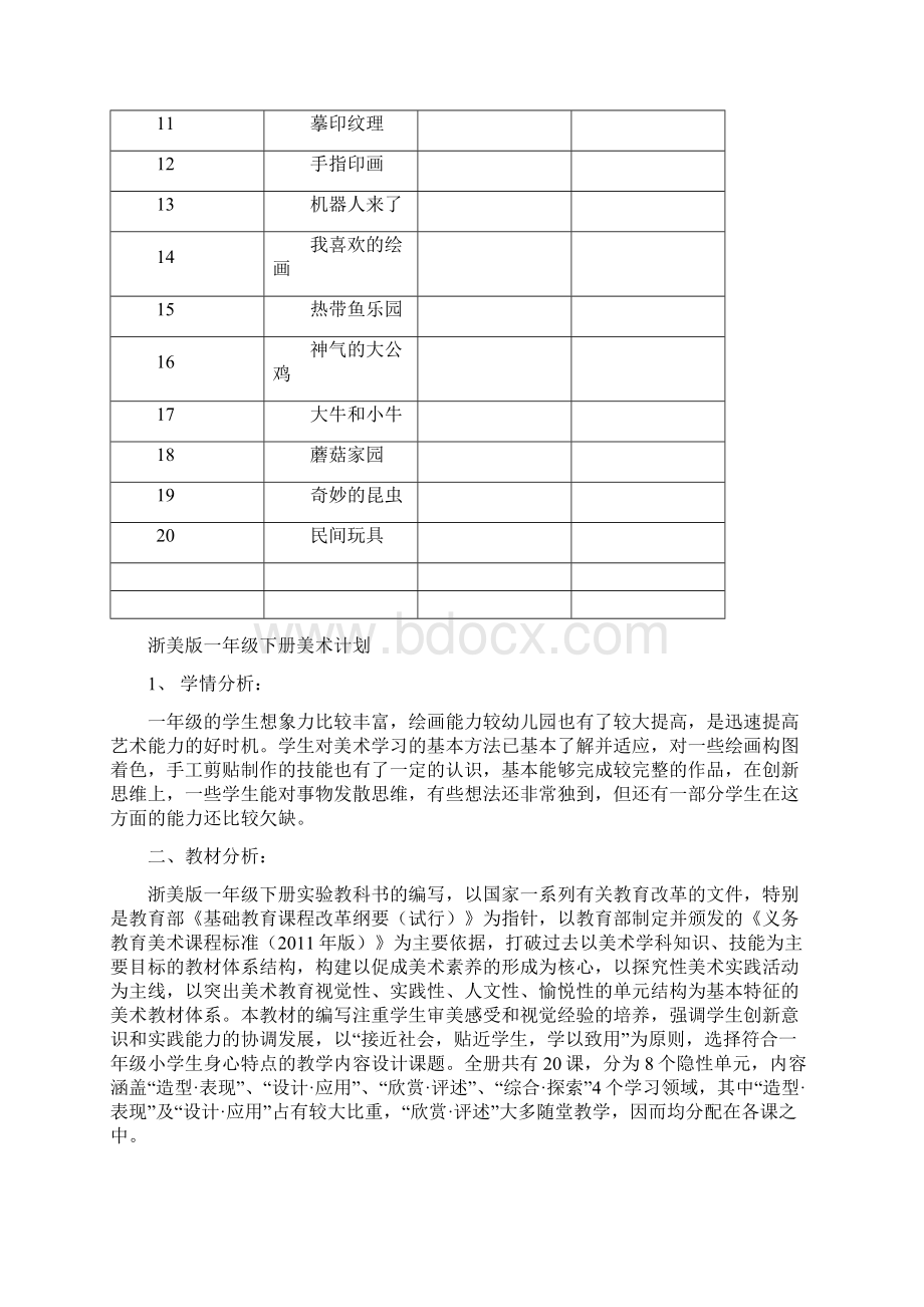 小学一年级美术下册计划教案浙美版新.docx_第2页