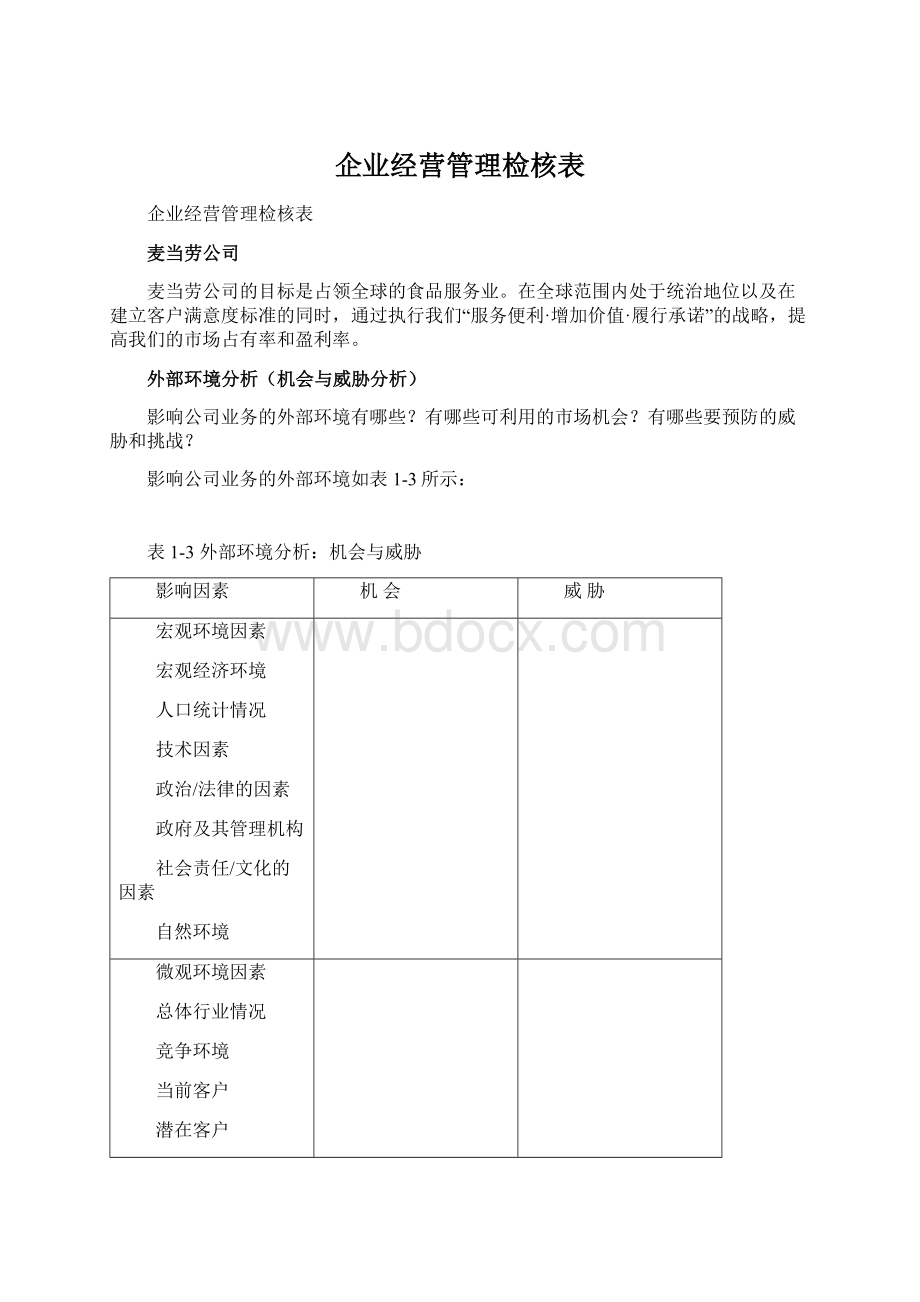 企业经营管理检核表Word下载.docx_第1页