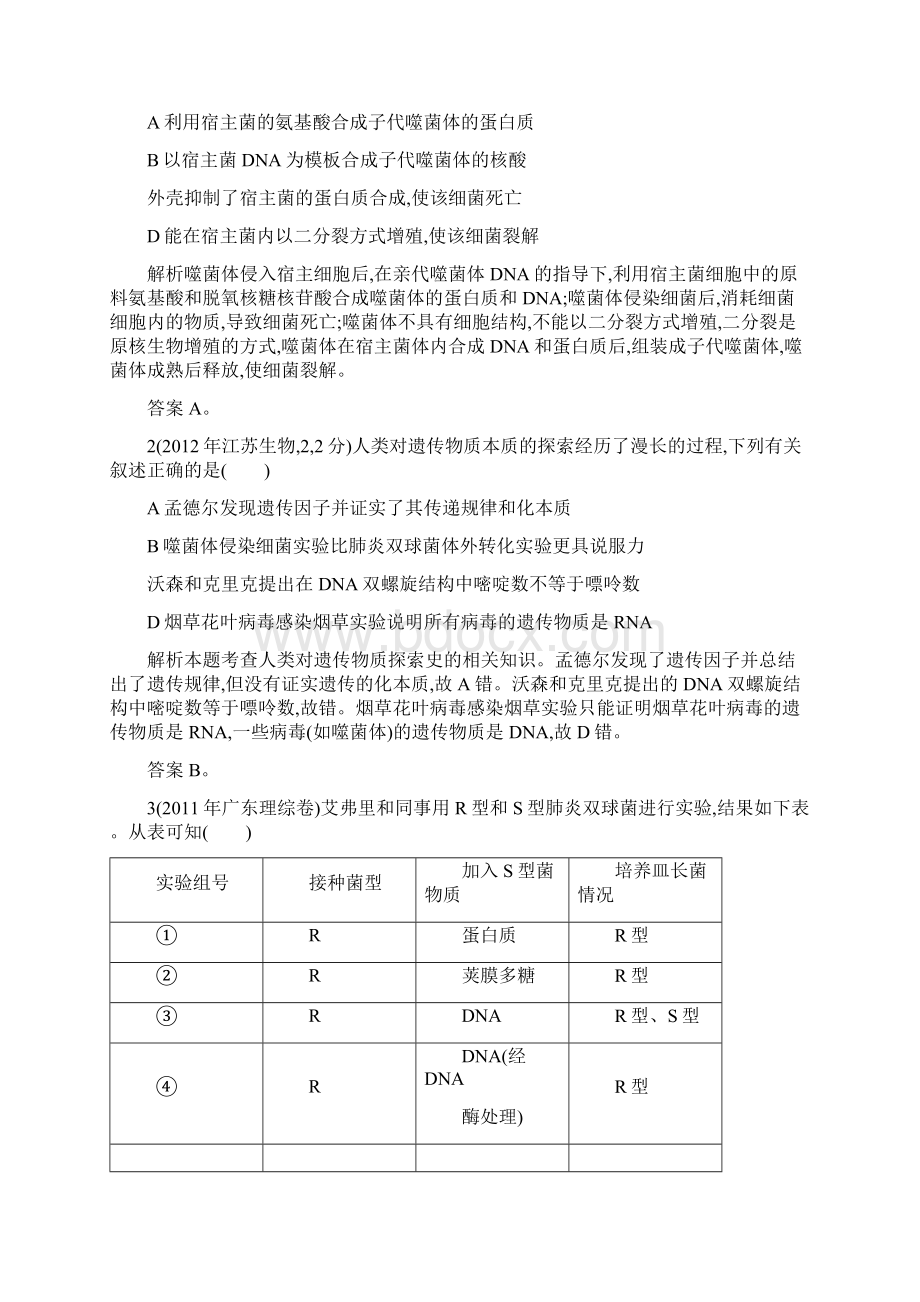 最新精编高中人教版高三生物一轮复习配套试题汇编专题7遗传的分子基础及解析.docx_第2页