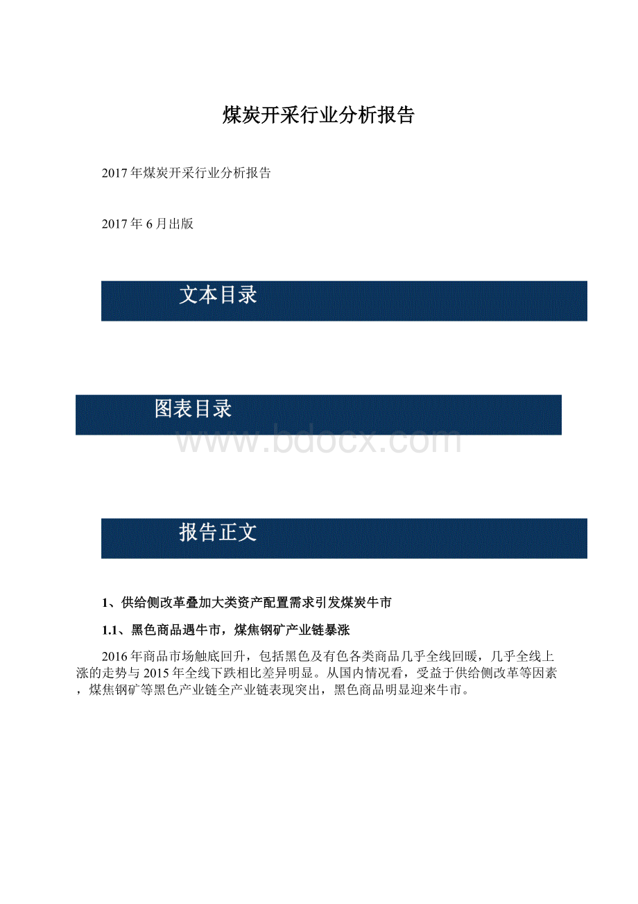 煤炭开采行业分析报告Word文档格式.docx