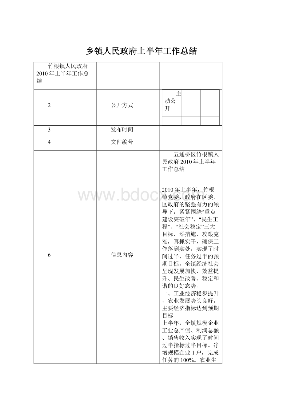 乡镇人民政府上半年工作总结Word文档下载推荐.docx