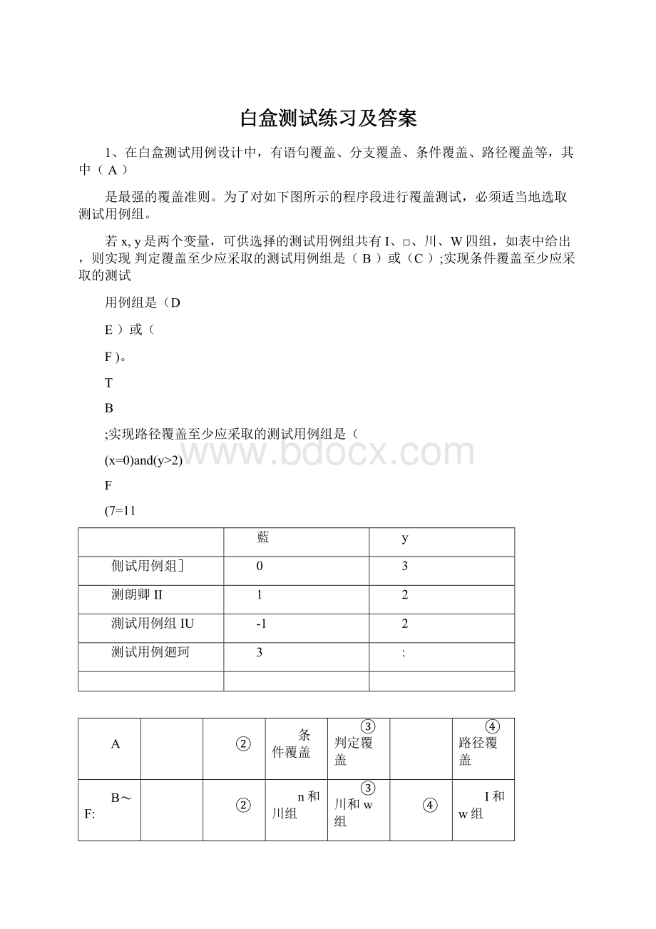 白盒测试练习及答案.docx_第1页