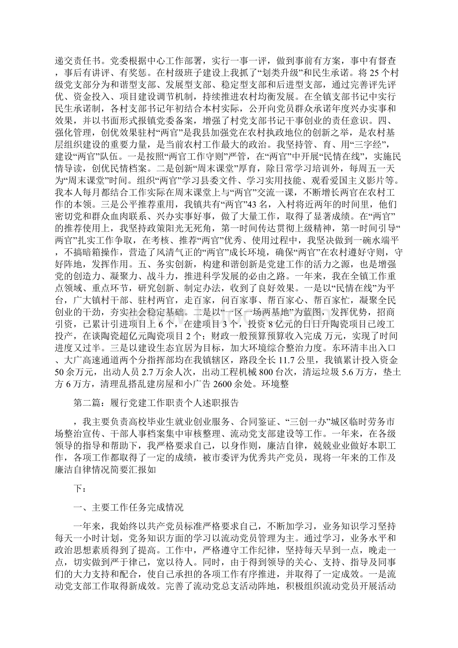 党建工作个人述职报告与党建工作自查报告范文精选汇编文档格式.docx_第2页