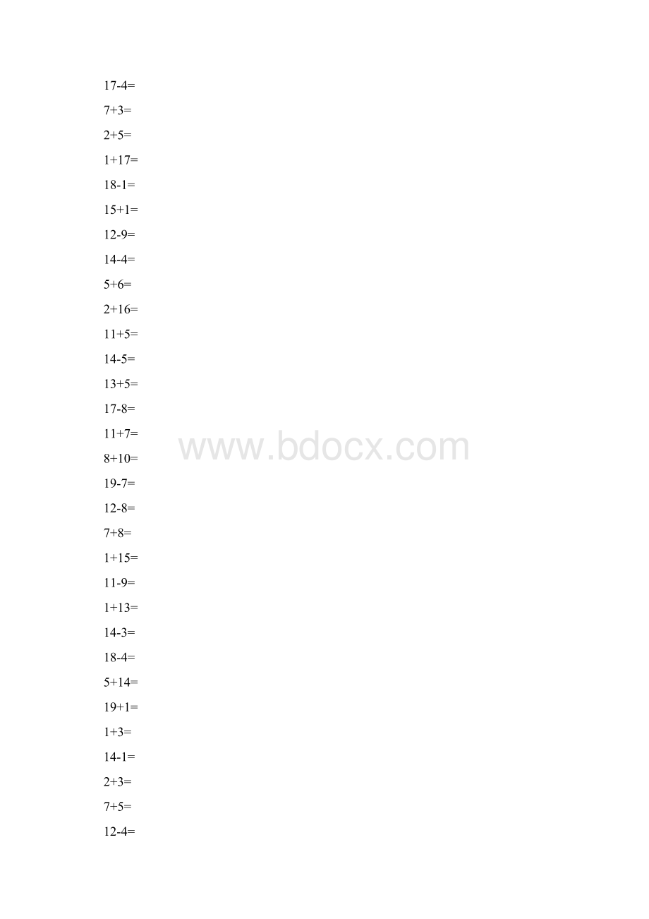 小学一年级数学20以内加减法道计算题文档格式.docx_第2页