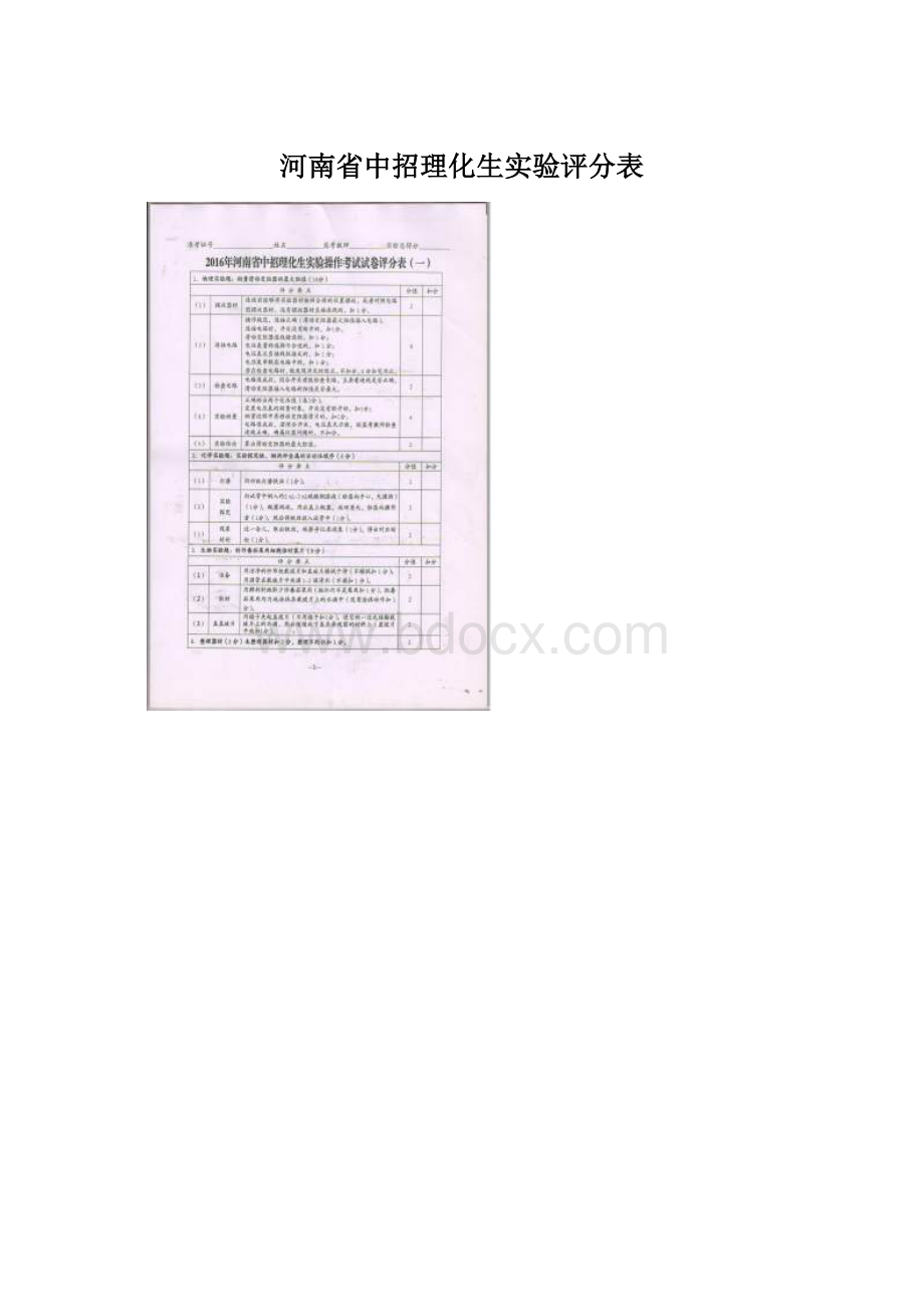 河南省中招理化生实验评分表文档格式.docx_第1页