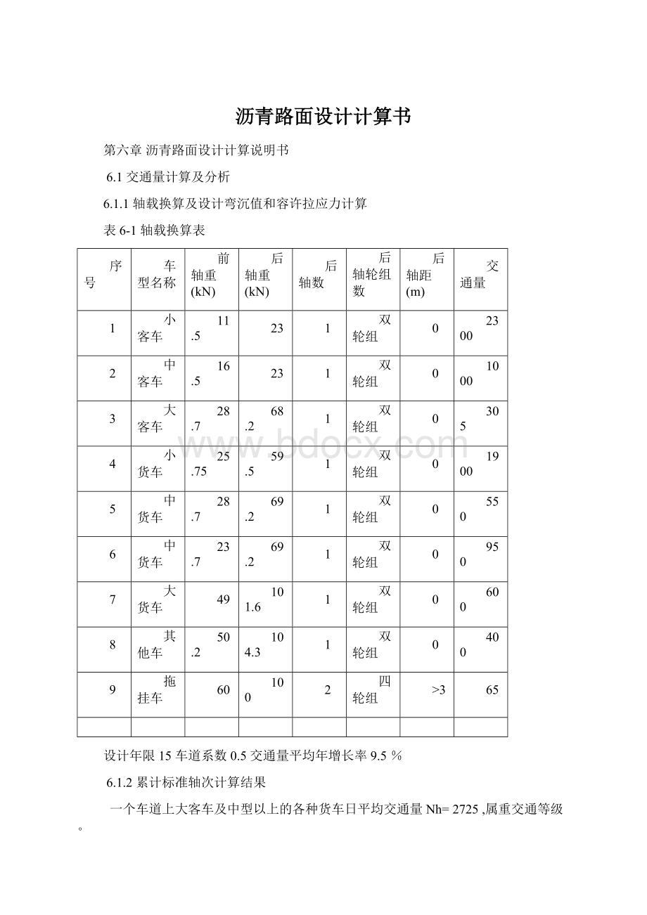 沥青路面设计计算书Word格式.docx