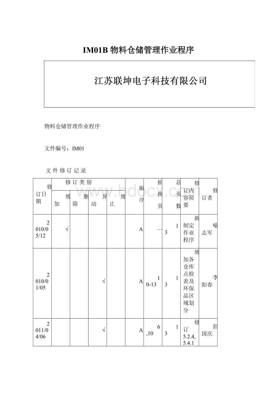 IM01B 物料仓储管理作业程序.docx