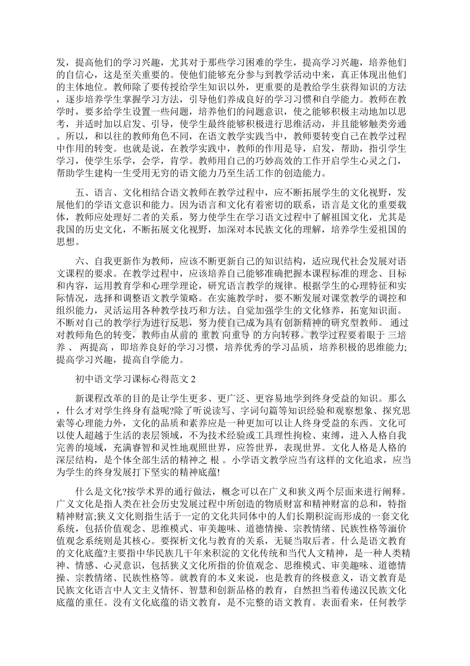 初中语文学习课标心得3篇Word文档格式.docx_第2页