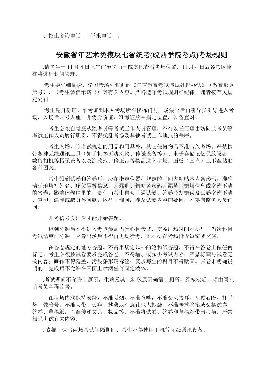 安徽省普通高等学校招生艺术专业统一考试Word格式.docx_第2页