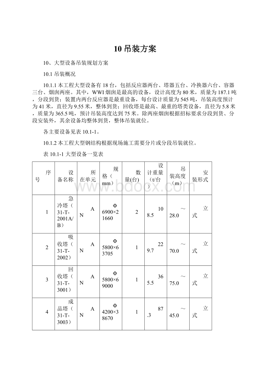 10吊装方案Word格式.docx