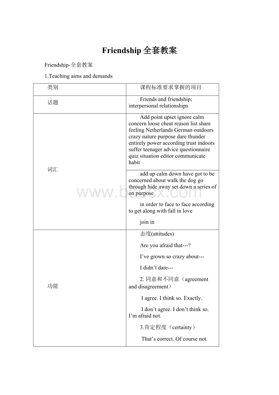 Friendship全套教案.docx_第1页