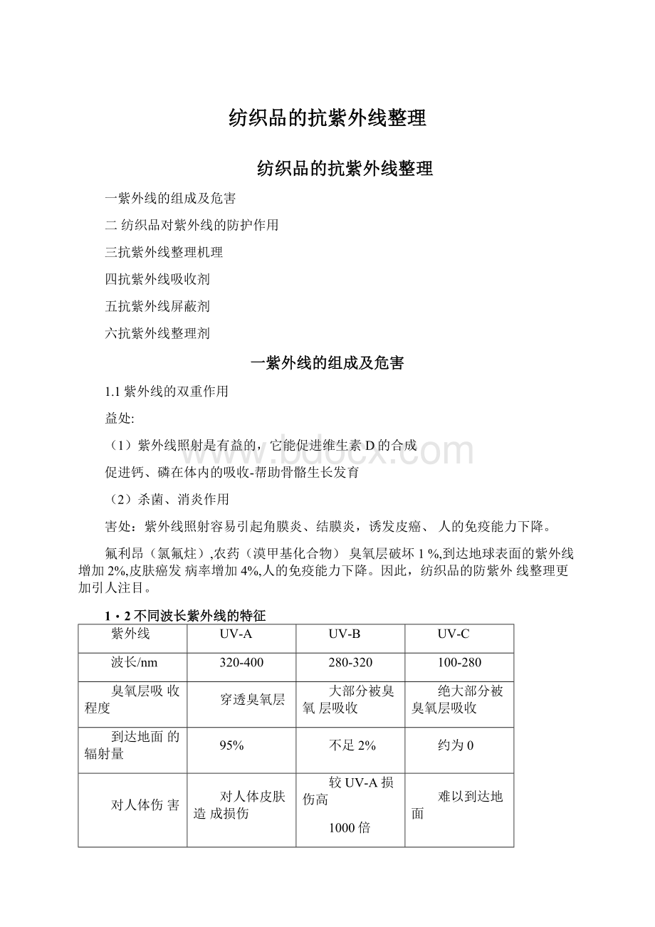 纺织品的抗紫外线整理Word格式.docx