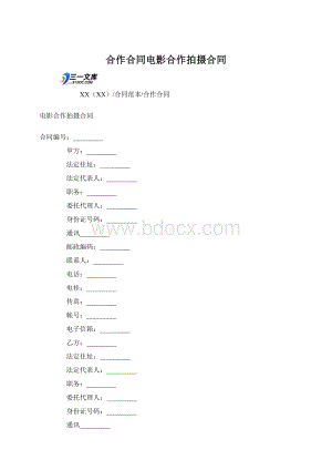 合作合同电影合作拍摄合同.docx