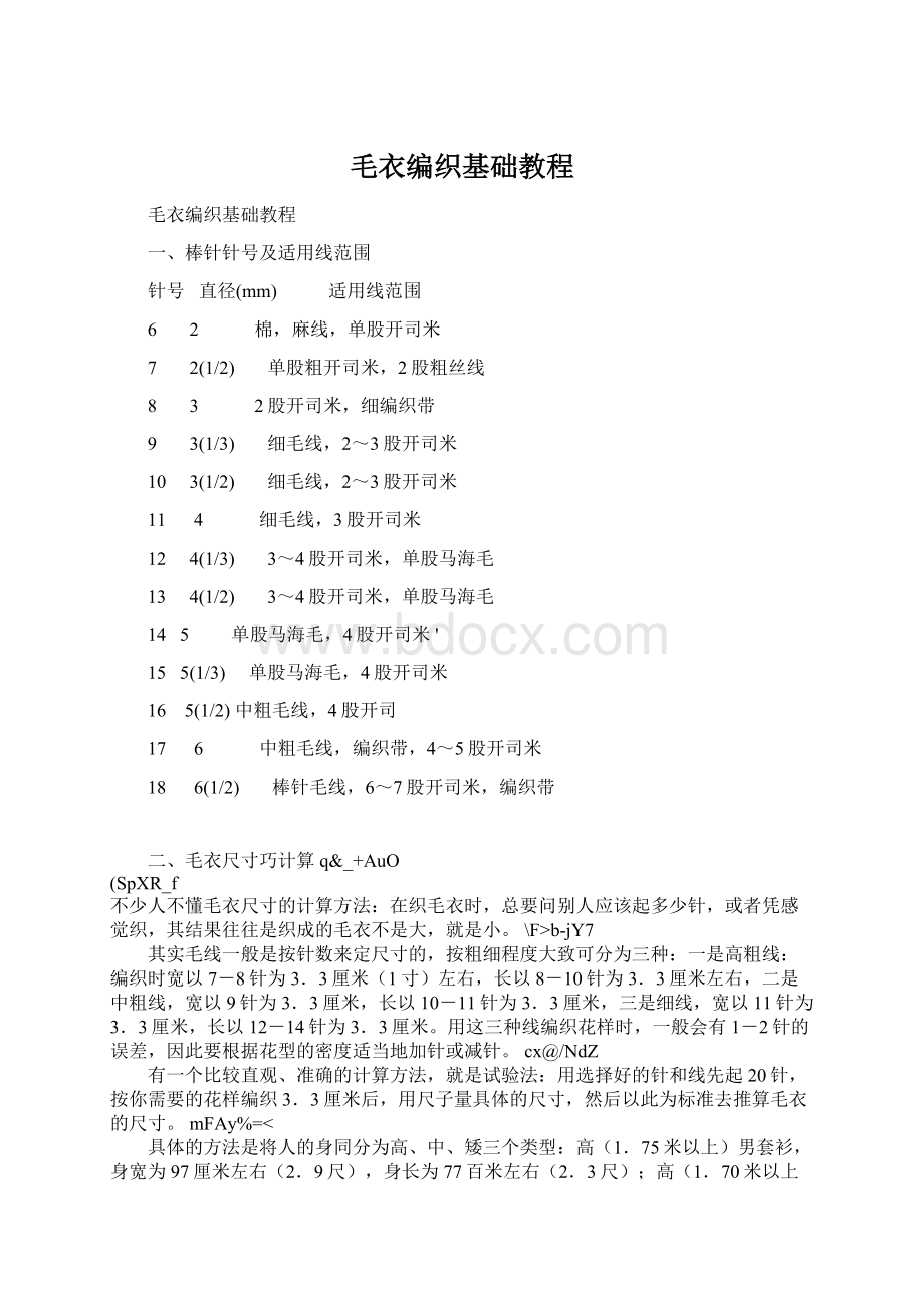 毛衣编织基础教程Word文档下载推荐.docx_第1页