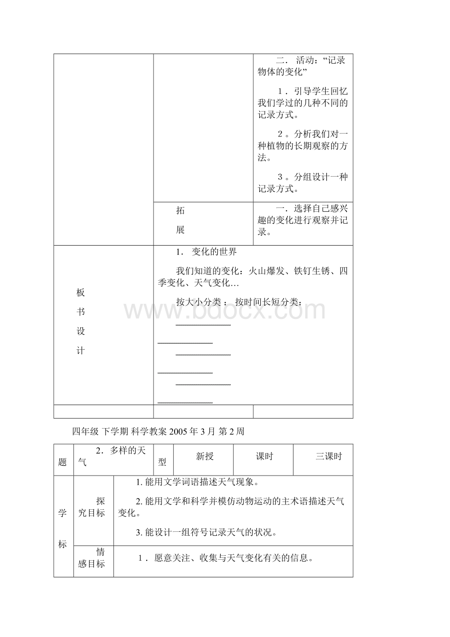 河北人民教育出版社四年级下册科学教案文档格式.docx_第3页