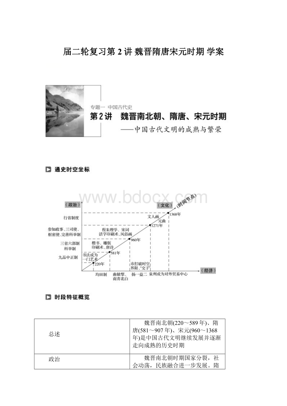 届二轮复习第2讲 魏晋隋唐宋元时期 学案Word文档格式.docx_第1页