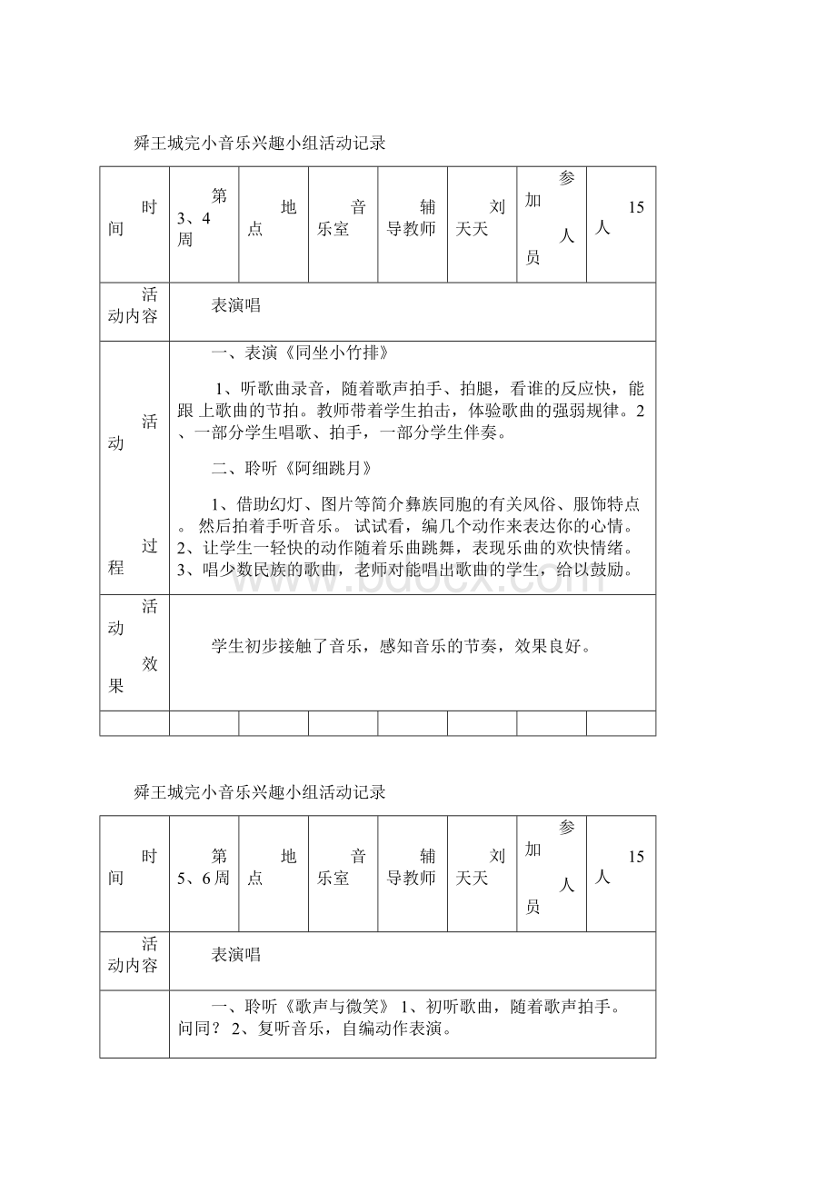 音乐兴趣小组活动记录秋Word文档格式.docx_第2页