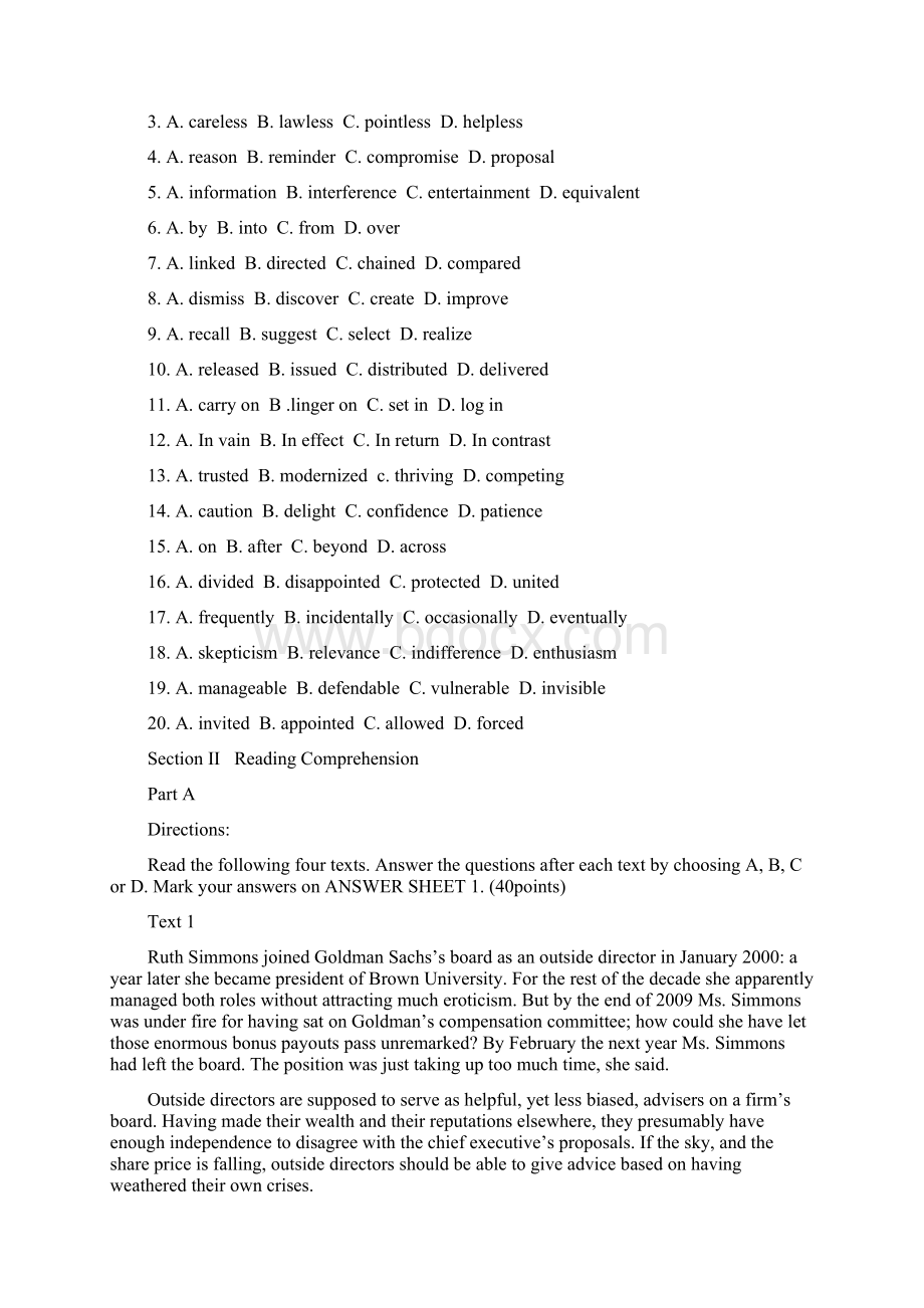 全国硕士研究生入学统一考试英语二试题Word文件下载.docx_第2页