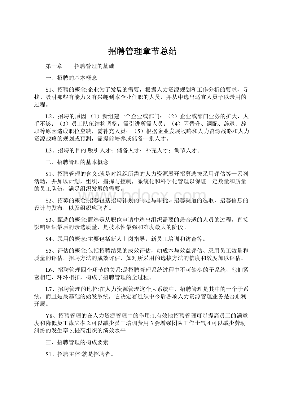 招聘管理章节总结Word文档下载推荐.docx