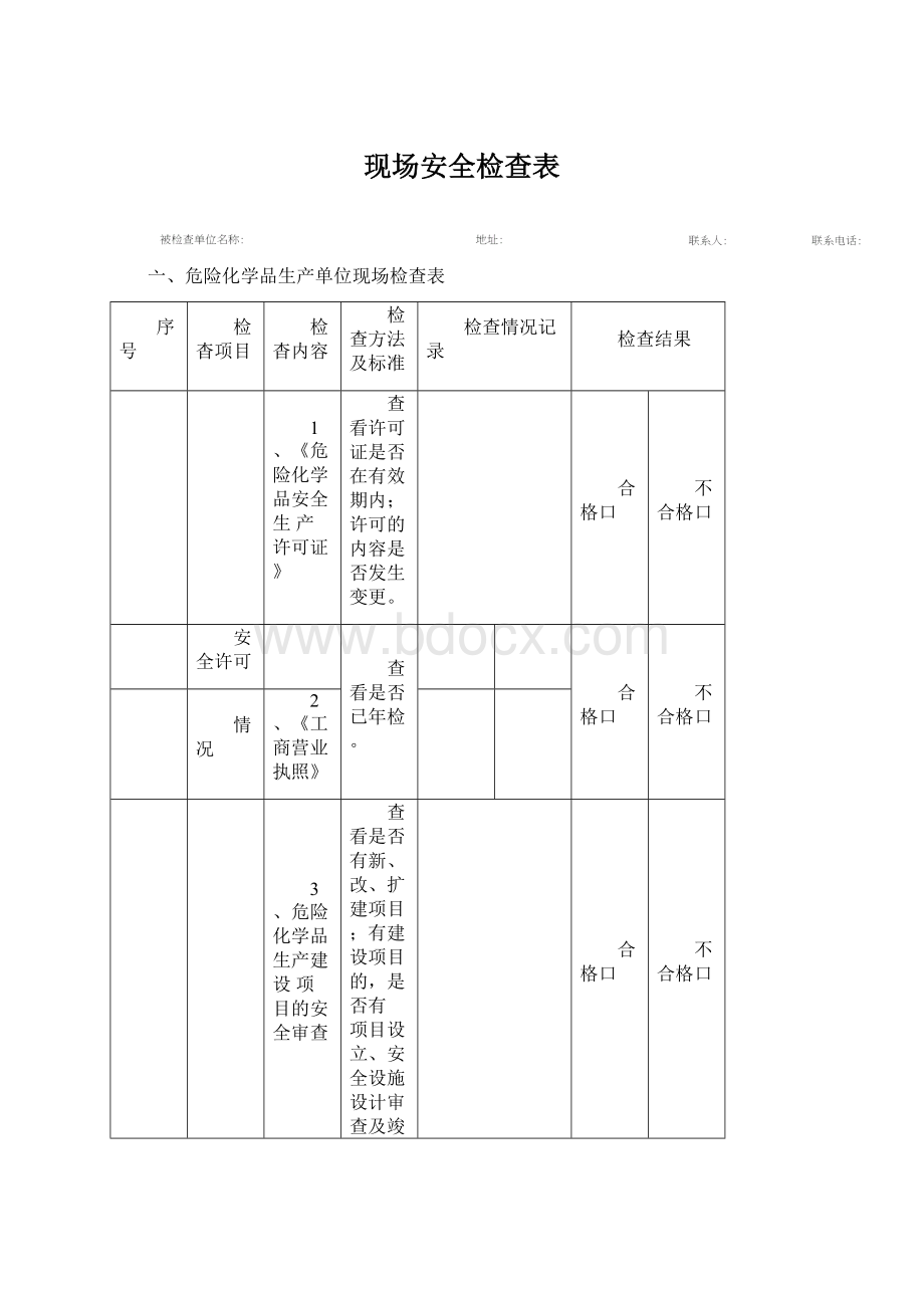 现场安全检查表.docx_第1页