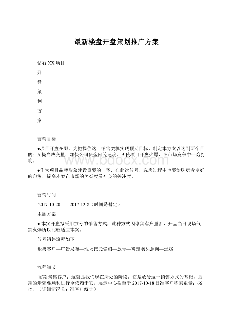 最新楼盘开盘策划推广方案.docx_第1页