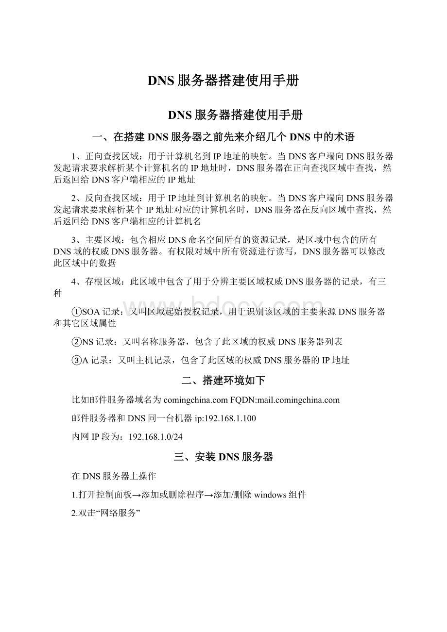 DNS服务器搭建使用手册.docx_第1页